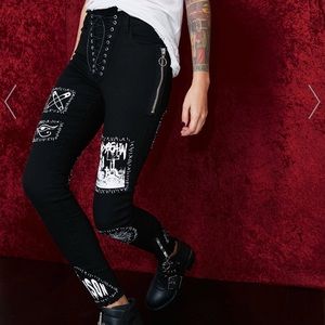 Dolls Kill Black Grungy Pants Size S